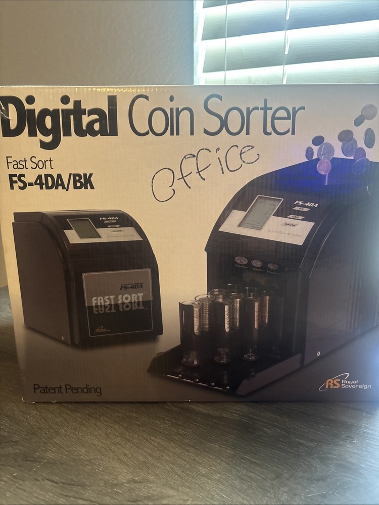 Royal Sovereign FS-4DA/BK Fast Sort 4-Row Auto Coin Sorter Counter NEW
