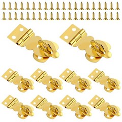 10Pcs Brass Solid Padlock Hasp, Gold Metal Latch with Screws, Mini