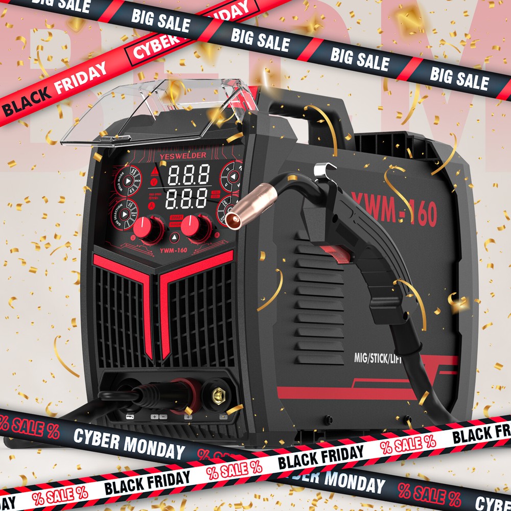Gas/Gasless MIG Welder, Synergic Control 110/220V 160Amp Welding machine