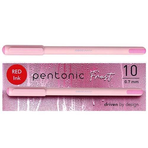 TOPS PENTONIC Gel Pen, Stick, Fine 0.7 mm, Red Ink, Pale Pink Barrel, 10/Pack