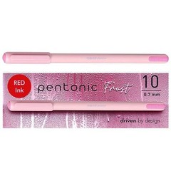 TOPS PENTONIC Gel Pen, Stick, Fine 0.7 mm, Red Ink, Pale Pink Barrel, 10/Pack