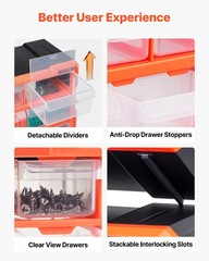 VEVOR 39-Drawer Storage Organizer Plastic Drawer Parts Storage Cabinet Stackable