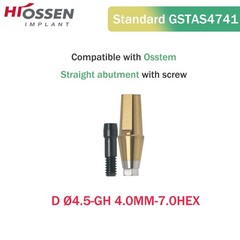 5Pcs Straight Abutment Hiossen Regular with screw conical Osstem Φ4.5-6.0mm Hex
