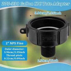 250 Gallon IBC Water tote Hose Adapter, Food Grade IBC Drain Adapter,Water Ho…