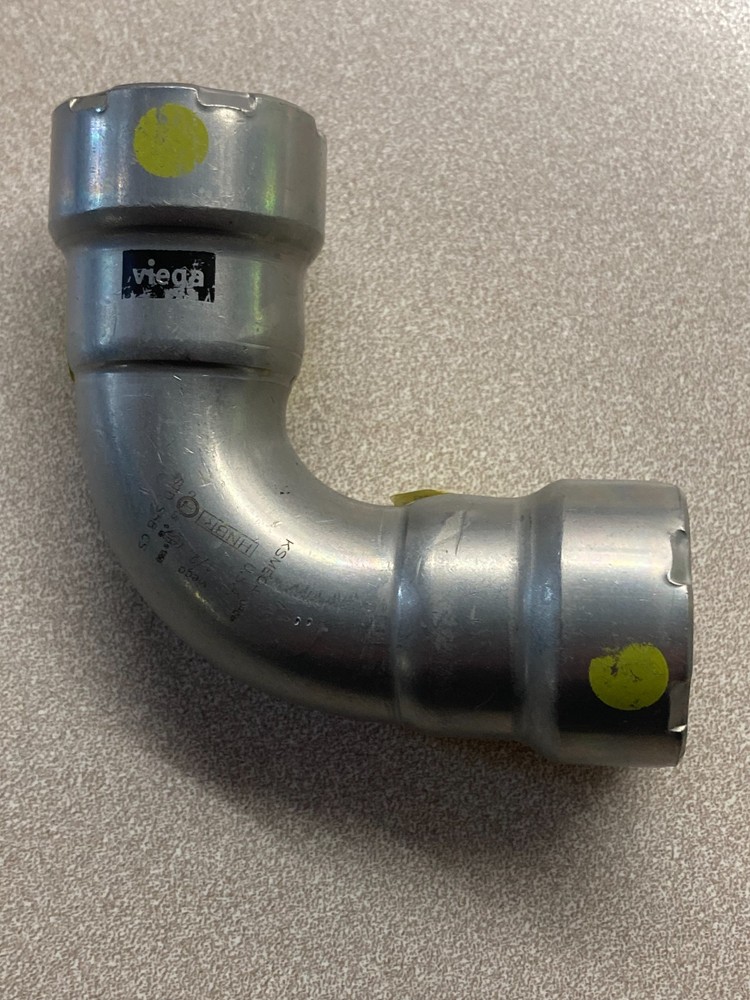 Viega 25201 MegaPressG Yellow STD S58 1/2″ X 1/2″Carbon Steel Fitting 90° Elbow