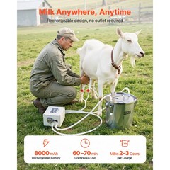 Uimoso Goat Milking Machine with 3.2 Gal / 12 L Bucket for Cows and Goats