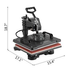 8 in 1 Heat Press Transfer Machine 12″X15″ T-Shirt Mug Hat Plate Cap Swing Away