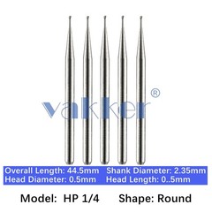 Vakker Dental HP 1/4 Carbide Burs Round For Straight Handpiece 2.35mm 5pc/pk