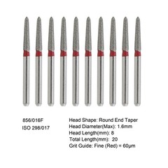 Dental Diamond Burs FG Round End Taper Pear Football Fine Coarse Grit 850 856