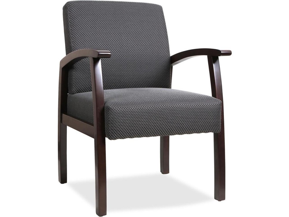 Lorell Guest Chairs 24″x25″x35-1/2″ Charcoal/Espresso frame 68555