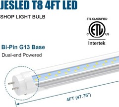 12-Pack JESLED T8 T10 T12 4FT LED Type B Light Bulb 24W 6000-6500K 3000LM 4 Foot