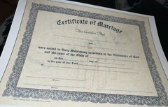 reproduction of Marriage license-comes Blank Fill in own info- 8.5” X 11”