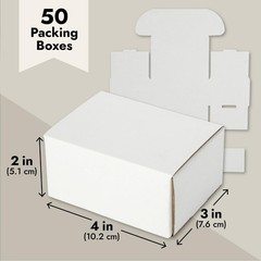 50-Pack White Corrugated Packaging Boxes 4x3x2, Bulk Small Cardboard Foldable…