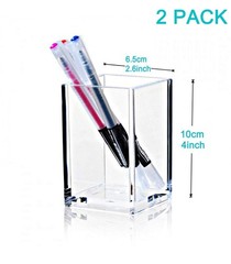 2 Pack Clear Acrylic Pencil Pen Holder Cup,Desk Accessories