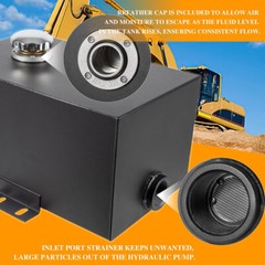 5-Gallon Hydraulic Fluid Reservoir Tank with Cap Outlet 3/4″ Inlet 1-1/2″ FNPT