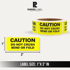 Caution Do Not Crush Bend Or Fold Labels 1×3 Neon Yellow 250/Roll