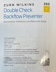 ZURN WILKINS 350 1” Double Check Backflow Preventer