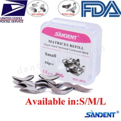 50Pcs Dental Matrices Bands Sectional Contoured Metal Matrix bands S/M/L