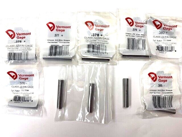 VERMONT GAGE PIN GAGE CHOOSE SIZES .376 .377 .378 .379 .380 + OR – PLUS MINUS