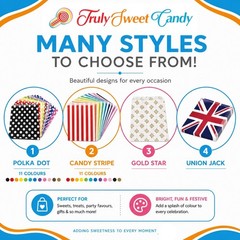 Candy Stripe Paper Bags Party Sweet Treat Buffet Gift Shop Coloured 5″x7″ Polka