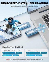 USB Flash Drive 256GB for iPhone, MFi Certified 4-in-1 Memory Stick for iPho…