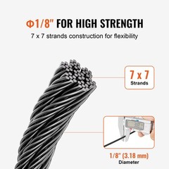 VEVOR T316 Stainless Steel Cable 1/8″ 7×7 Steel Wire Rope 500 ft Cable Railing