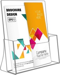 Acrylic Flyer Stand for Magazine, Menu – Clear, Pack of 6