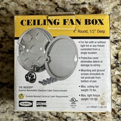 ⭐️⭐️⭐️⭐️⭐️ Ceiling Fan Box Hubbell Raco No.295 4″ Round 1/2″ Deep
