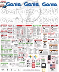 Fits Genie GS-3246 Scissor Lift Decal Kit – Laminated 3M Vinyl / Free Shipping