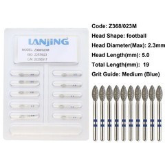 20 Types Zirconia Dental Diamond Burs FG Friction Grip for High Speed Handpiece
