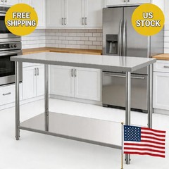 2-Tier Stainless Steel Commercial Prep Table 48″x24″x35″ Undershelf Duty Heavy