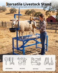 47″ Heavy-Duty Steel Goat Milking Grooming Stand w/Adjustable Headpiece & Legs