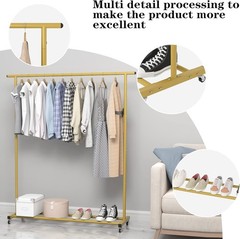 Gold Adjustable Rolling Clothing Rack – Space-Saving Organizer for Home & Retail