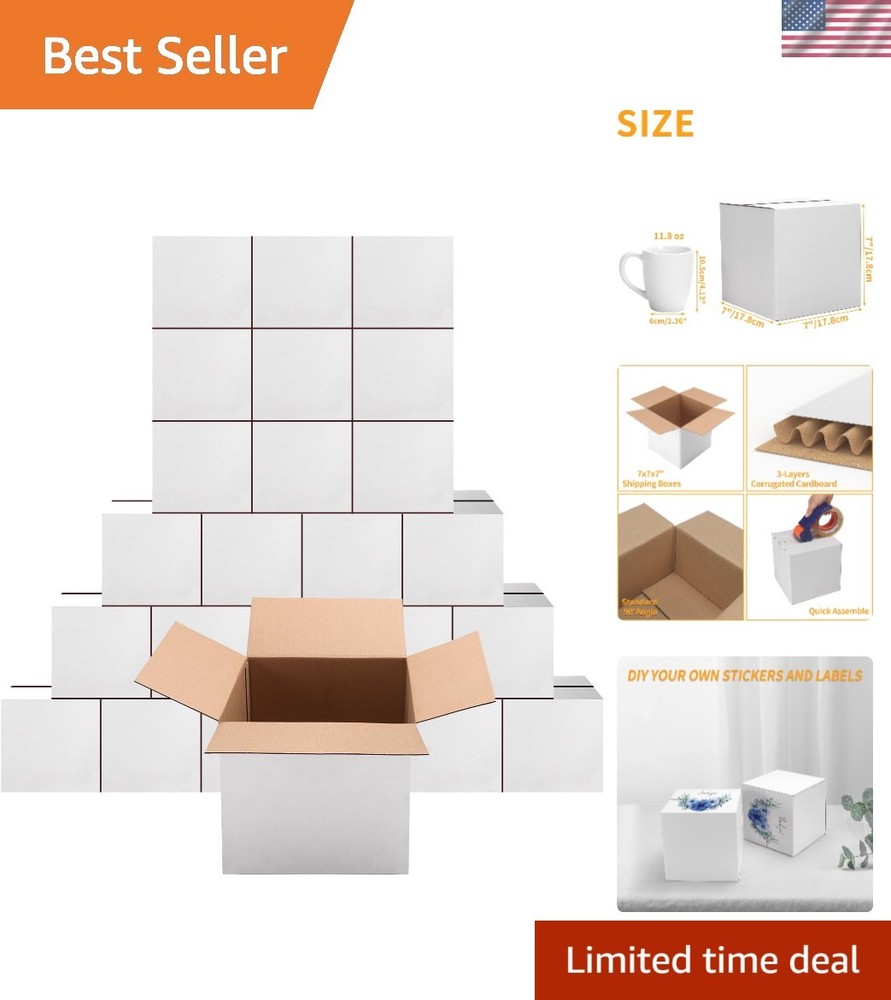 7x7x7 Shipping Boxes Set of 25, Small White Cardboard Mailer Box for Packing,…