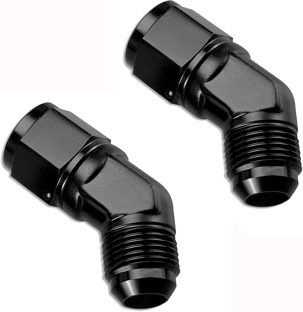 Fitting Adapter, Female to Male 45 Degree Swivel Adapter Fitti Size: AN6-Black