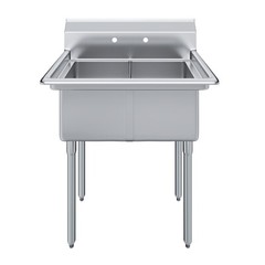22 in. x 34 in. Stainless Steel Two Compartment Sink. 14in x 16 in x 11 in Bowls