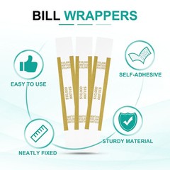 200 x Money Band 10000 Dollar Money Bill Wrapper Self-Adhesive Bill Dark Yellow