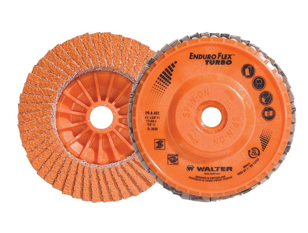 Walter 06-A452 Turbo Abrasive Flap Disc – 10/ea – 4-1/2″D x 5/8-11, FREE SHIP