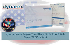 Dynarex General Purpose Towel Drape Sterile 18 W X 26 L Case of 50 / Code 4410
