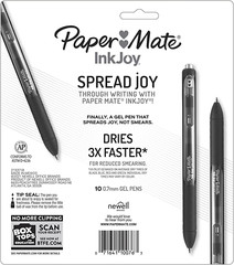 Inkjoy Black Gel Pens, Medium Point (0.7 Mm), Comfort Grip, 10 Count, Fast Dry I