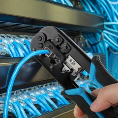 RJ45 Crimp Tool for Cat5 Cat5e Cat6, RJ-11, 6P/RJ-12, 8P/RJ-45 Crimp, Cut and St