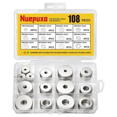 108Pcs 304 Stainless Steel Flat Washers, Fender Washers Assortment Kit 12 Sizes
