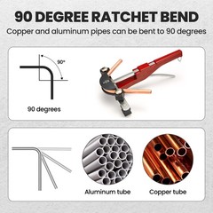 Ratcheting Pipe Bender HVAC Refrigeration Tube Bending Heads Cutter Tool Kit New