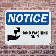 Hand Washing Only OSHA Notice Sign Metal, Plastic, Or Decal – 5 or 10 Pack