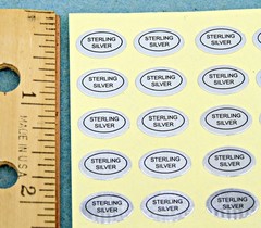 1,000 (1000) Peel Off Adhesive LABELS Oval 1/2″ x 5/16″ Marked “STERLING SILVER”