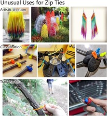 6 Inches 300 Pcs Multi-Purpose Cable Ties, Assorted Colored Heavy Duty Zip Ties