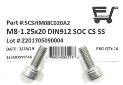 (20) M8-1.25 x20 Stainless Steel Socket Head Socket Cap Screws DIN912 M8x1.25×20