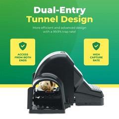 Rat Traps Indoor and Outdoor – 4 Pack Dual-Entry Large of 4, Black