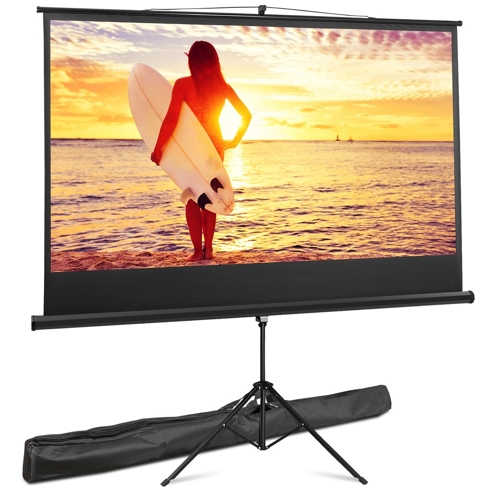 Portable Tripod Projector Screen with Stand 84 Inch 4K HD 16:9 Home Cinema w/Bag