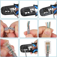 RJ45 Crimp Tool for Cat5 Cat5e Cat6, RJ-11, 6P/RJ-12, 8P/RJ-45 Crimp, Cut and St